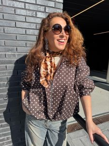 Jas polka dot bruin