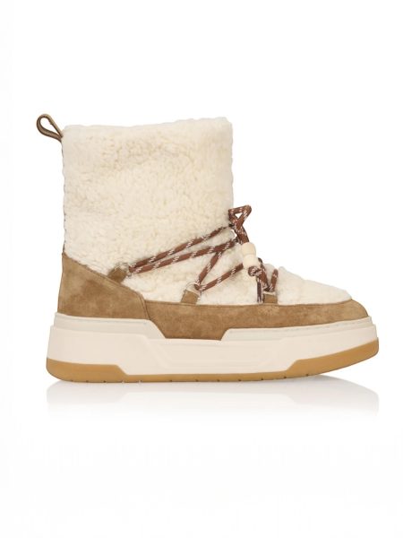 DWRS enkellaarsjes - KOMI teddy off white/cognac