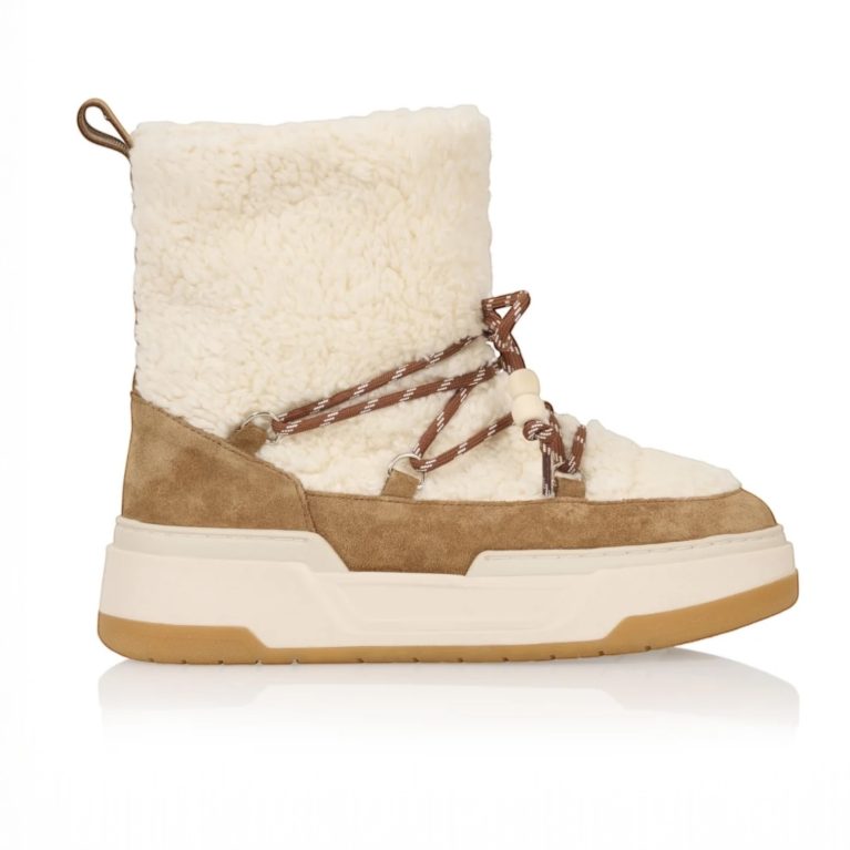DWRS enkellaarsjes - KOMI teddy off white/cognac