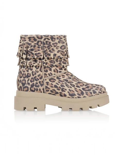 DWRS enkellaarsjes - NAXOS fringes leopard beige