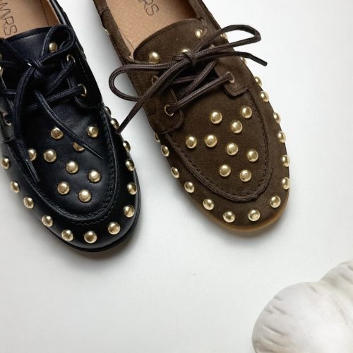 DWRS mocassins - LATTY big studs dark brown