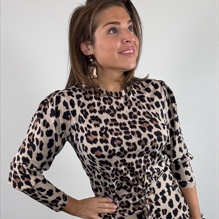 MI PIACE | Travel top Leopard long sleeve grey & latte