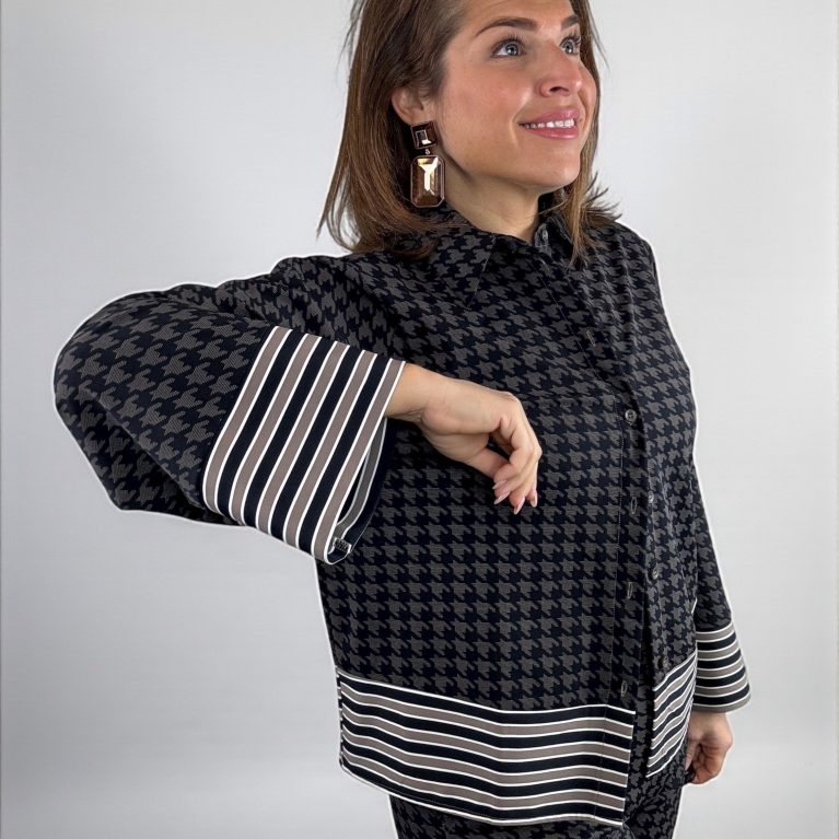 MI PIACE | Travel blouse houndstooth Print falcon & roest
