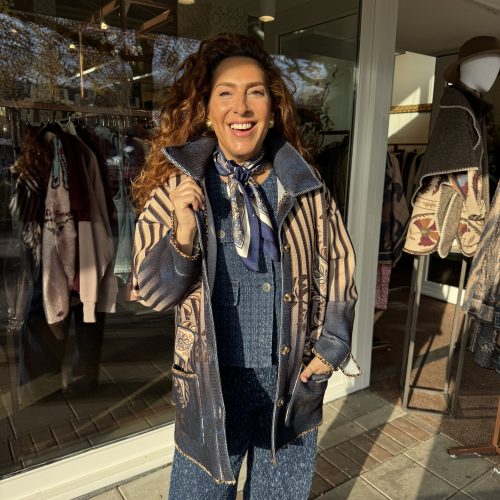 Statement print jacket | striped paisley black/brown/blue