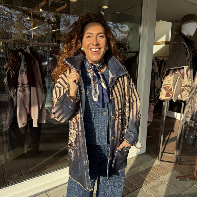 Statement print jacket | striped paisley black/brown/blue