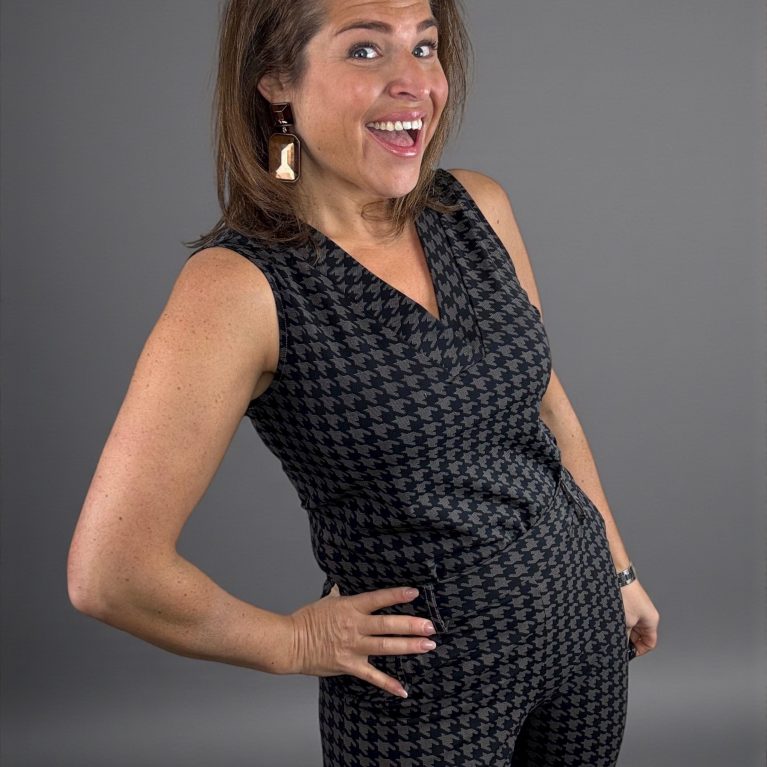 MI PIACE | Travel top houndstooth Print falcon & roest