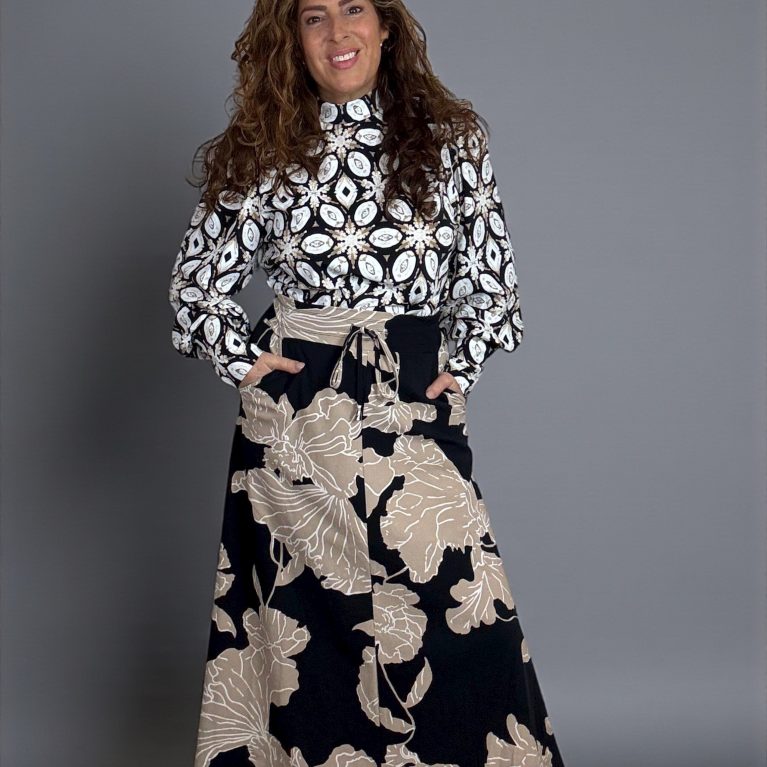 MI PIACE | Travel rok flower print black & grey