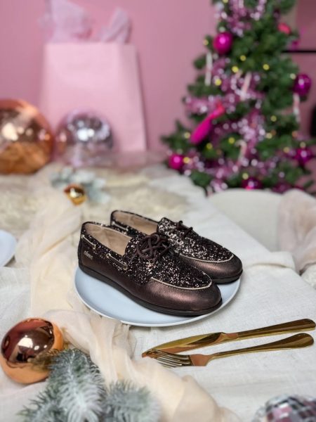 DWRS mocassins - LATTY glitter | Dark Brown