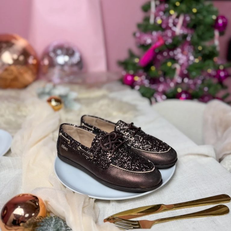 DWRS mocassins - LATTY glitter | Dark Brown