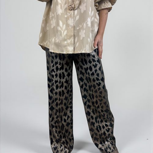 Pulz | glitter leopard broek