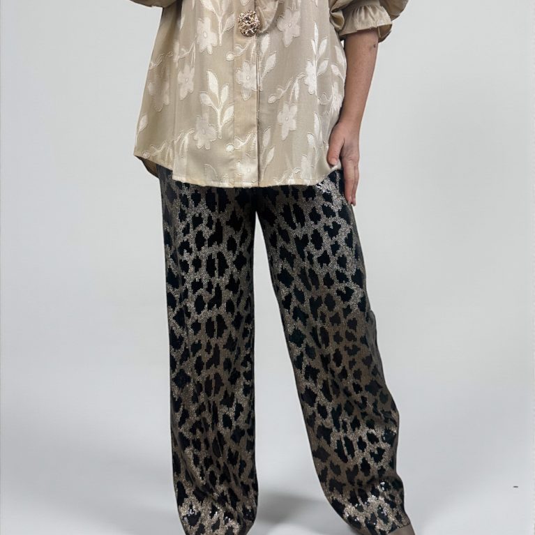 Pulz | glitter leopard broek