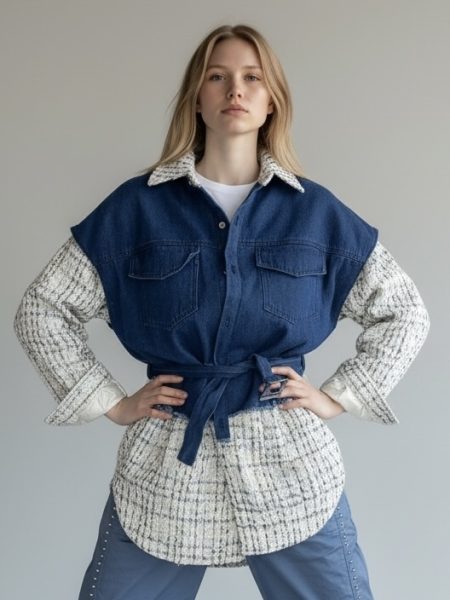 Jeans tweed jacket one size