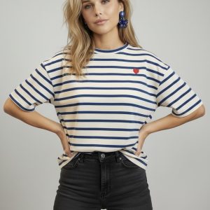 Stripe tee heart