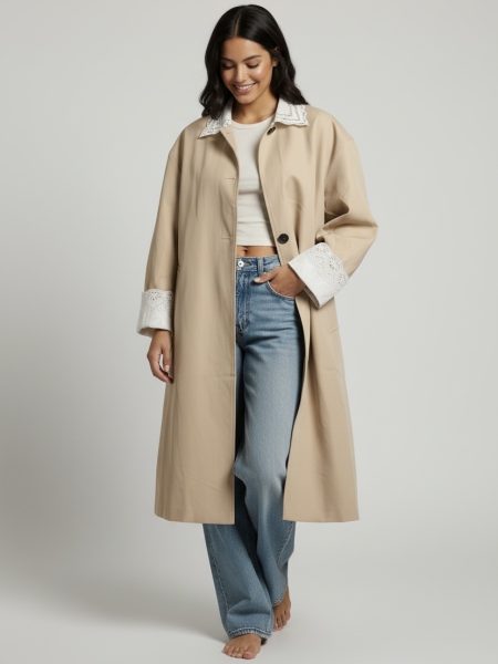 Lace trench oversized one size