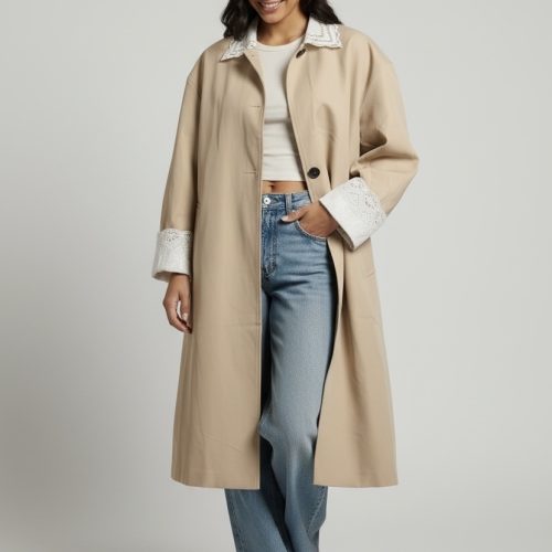 Lace trench oversized one size