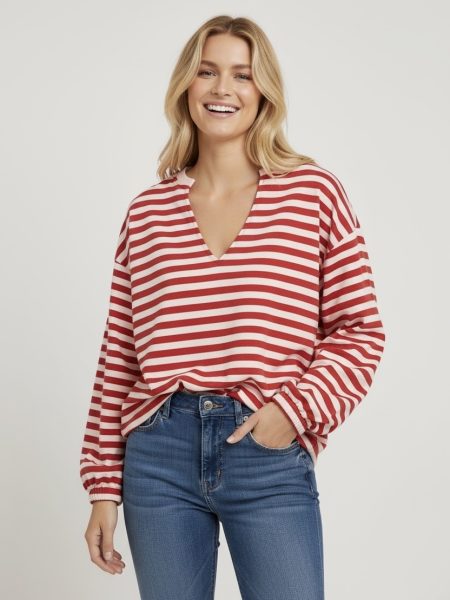 Stripe sweater V hals