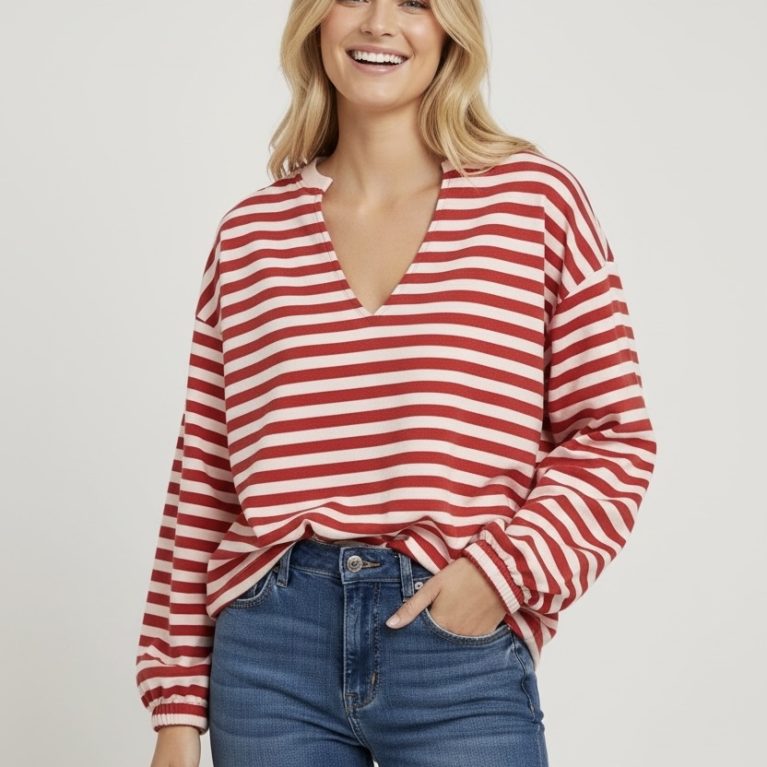 Stripe sweater V hals