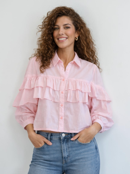 Ruffle blouse cropped