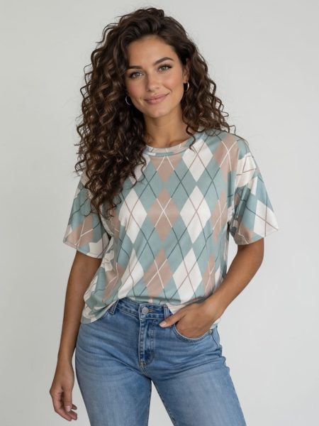 Checks tee oversized